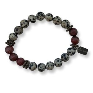 Ela Rae Nordstrom Beaded Bracelet White Speckles and Silver